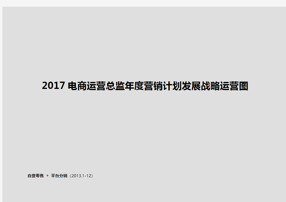 2017电商运营总监年度营销计划发展战略运营图【完整版定稿】