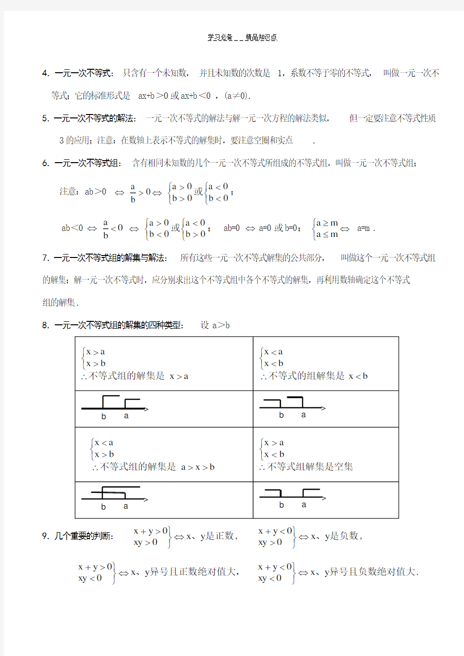 人教版--初一数学下册知识点总结