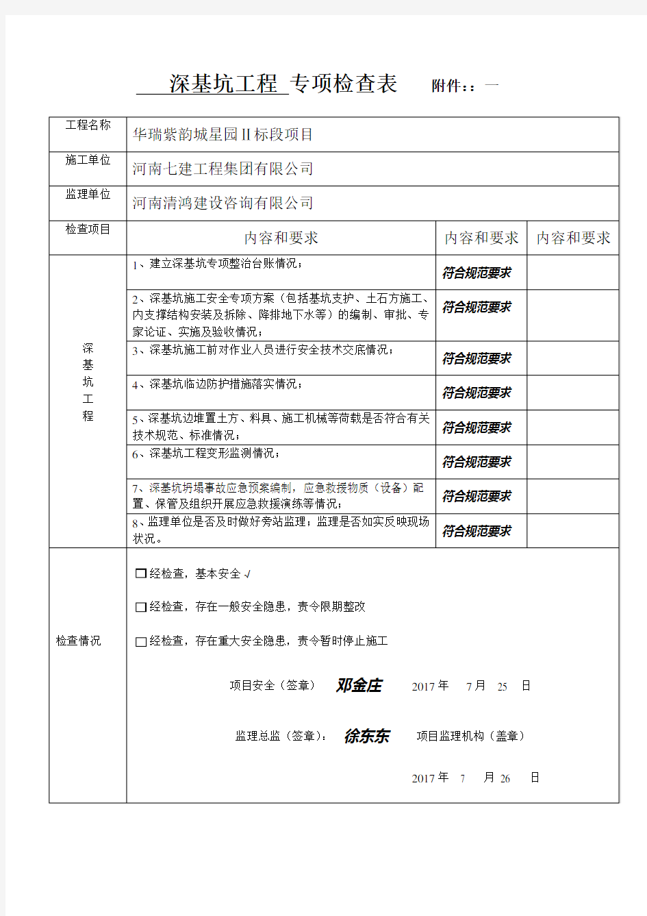 深基坑工程 专项检查表