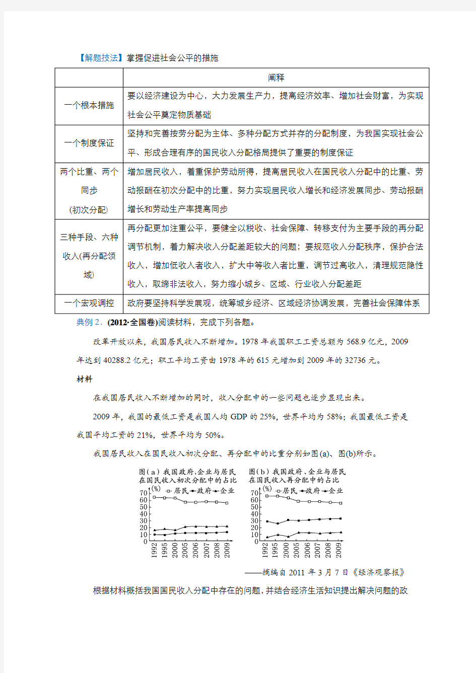 2019届高三政治精准培优专练五：收入与分配(解析版)