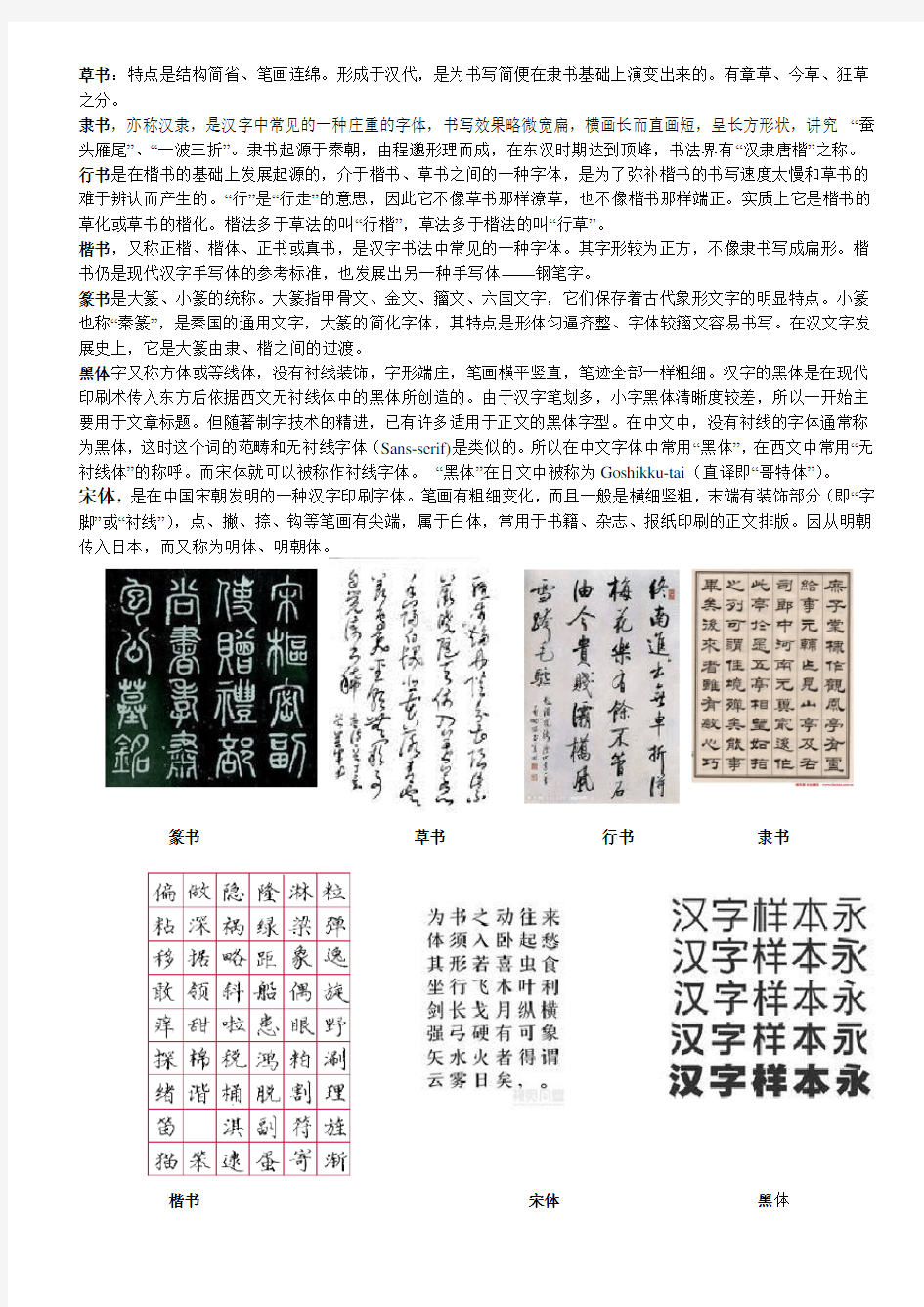 各种字体介绍