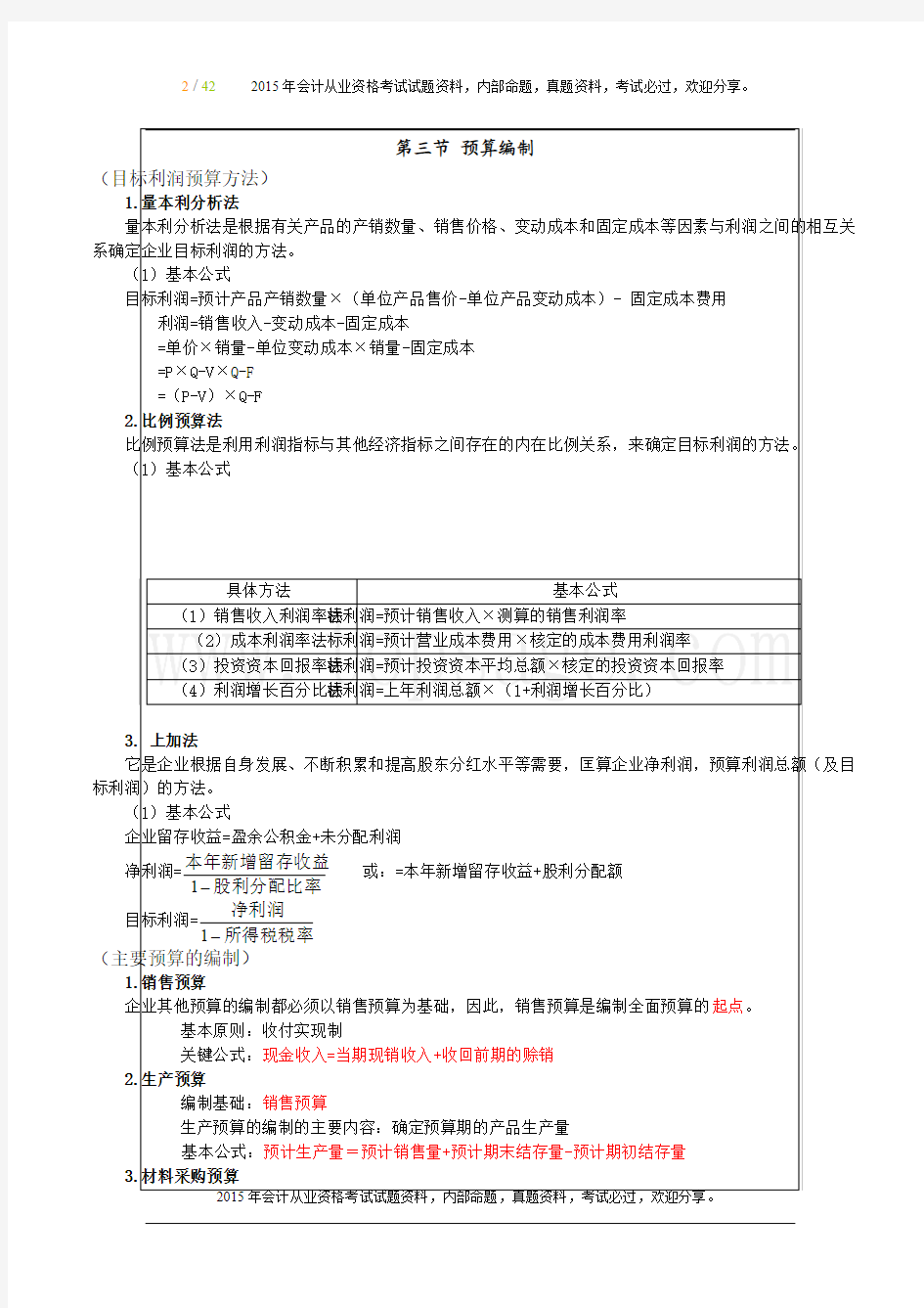 2015年中级会计职称--财务管理计算公式汇总37p