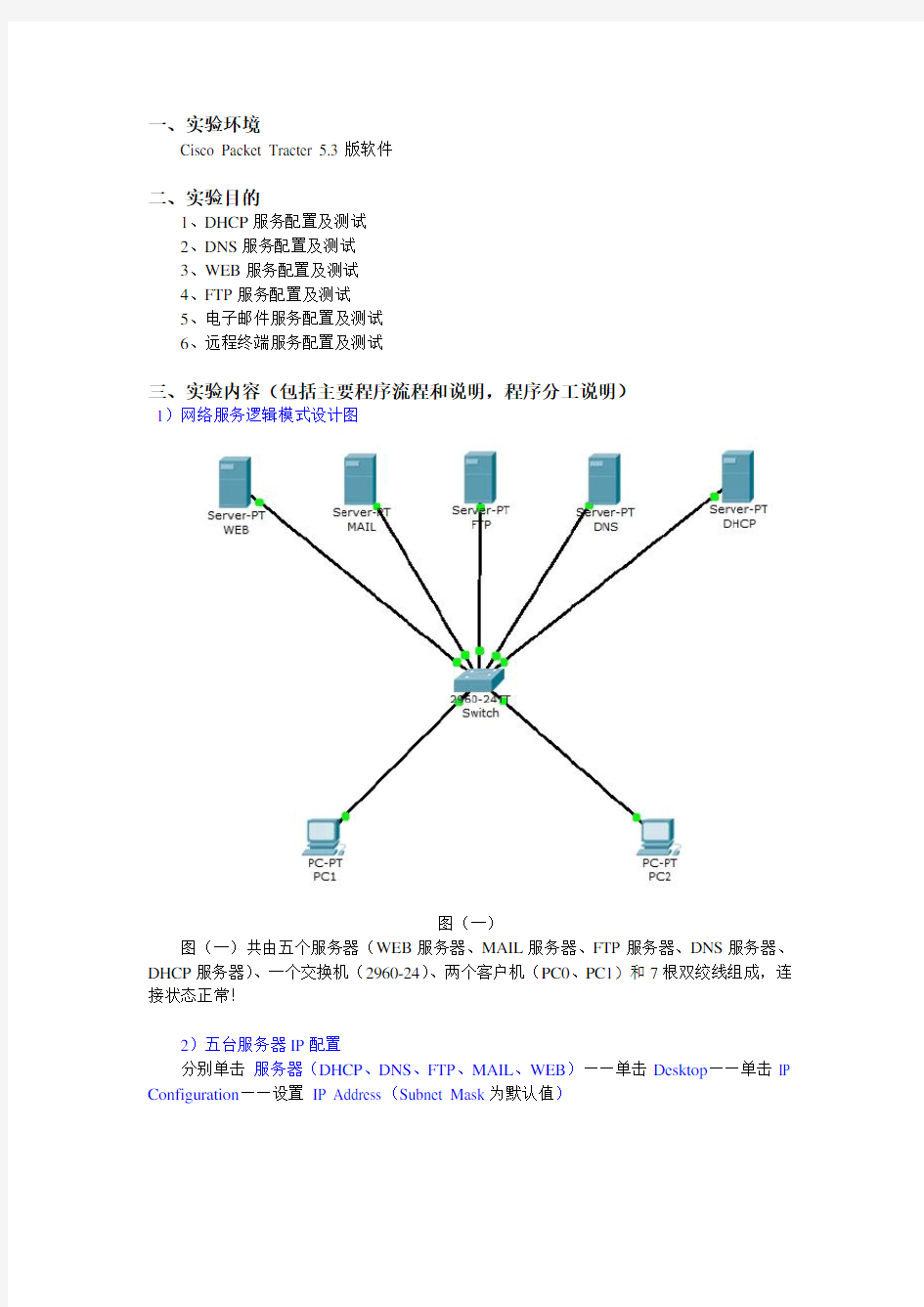 Cisco Packet Tracer服务器配置_邮件传送_ftp_web_email_dns_dhcp图解