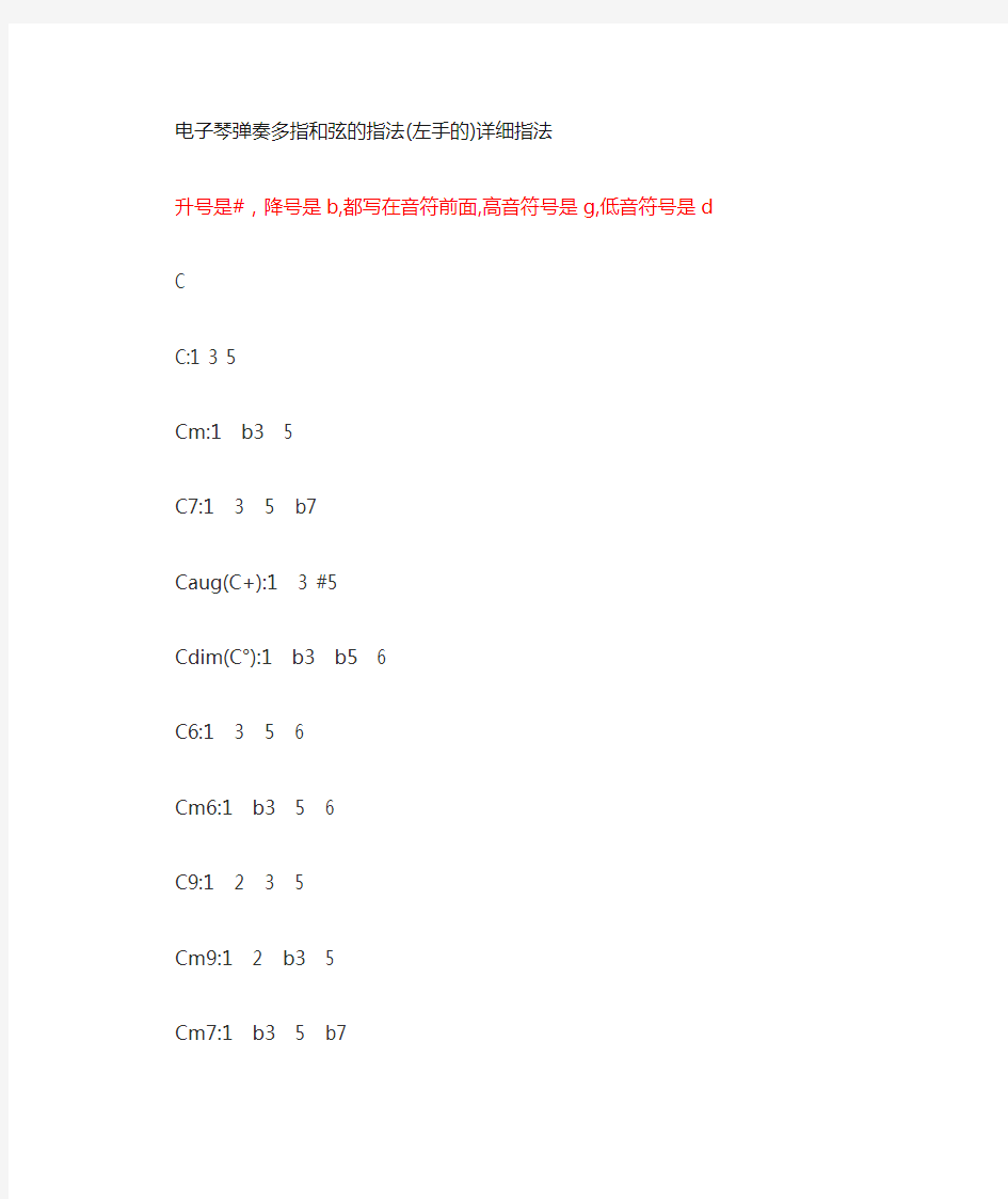 电子琴弹奏多指和弦的指法