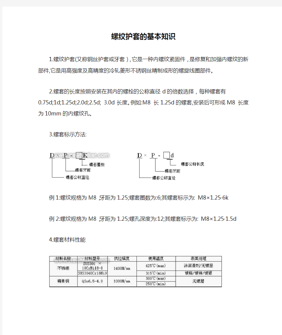 螺纹护套的基本知识