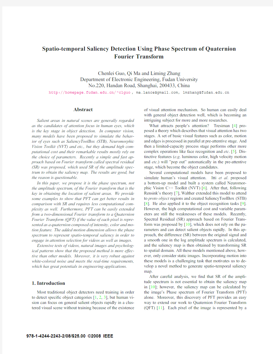 Spatio-temporal saliency detection using phase spectrum of