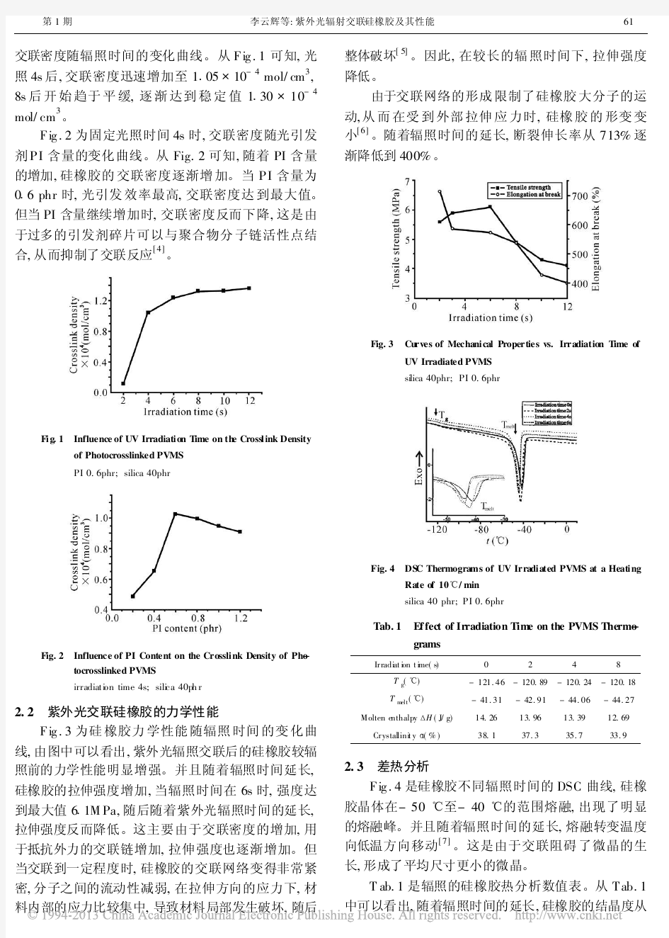 紫外光辐射交联硅橡胶及其性能_李云辉