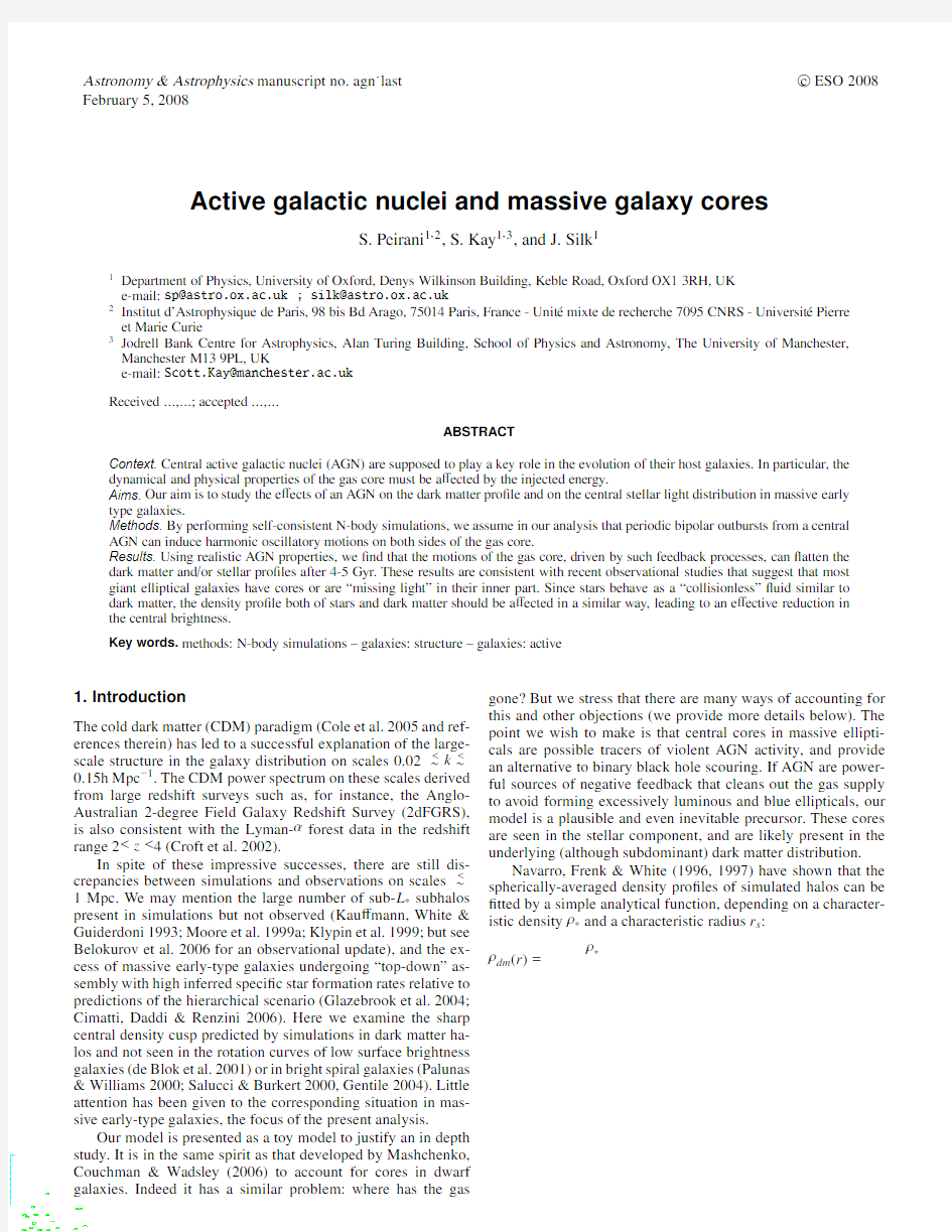 Active galactic nuclei and massive galaxy cores