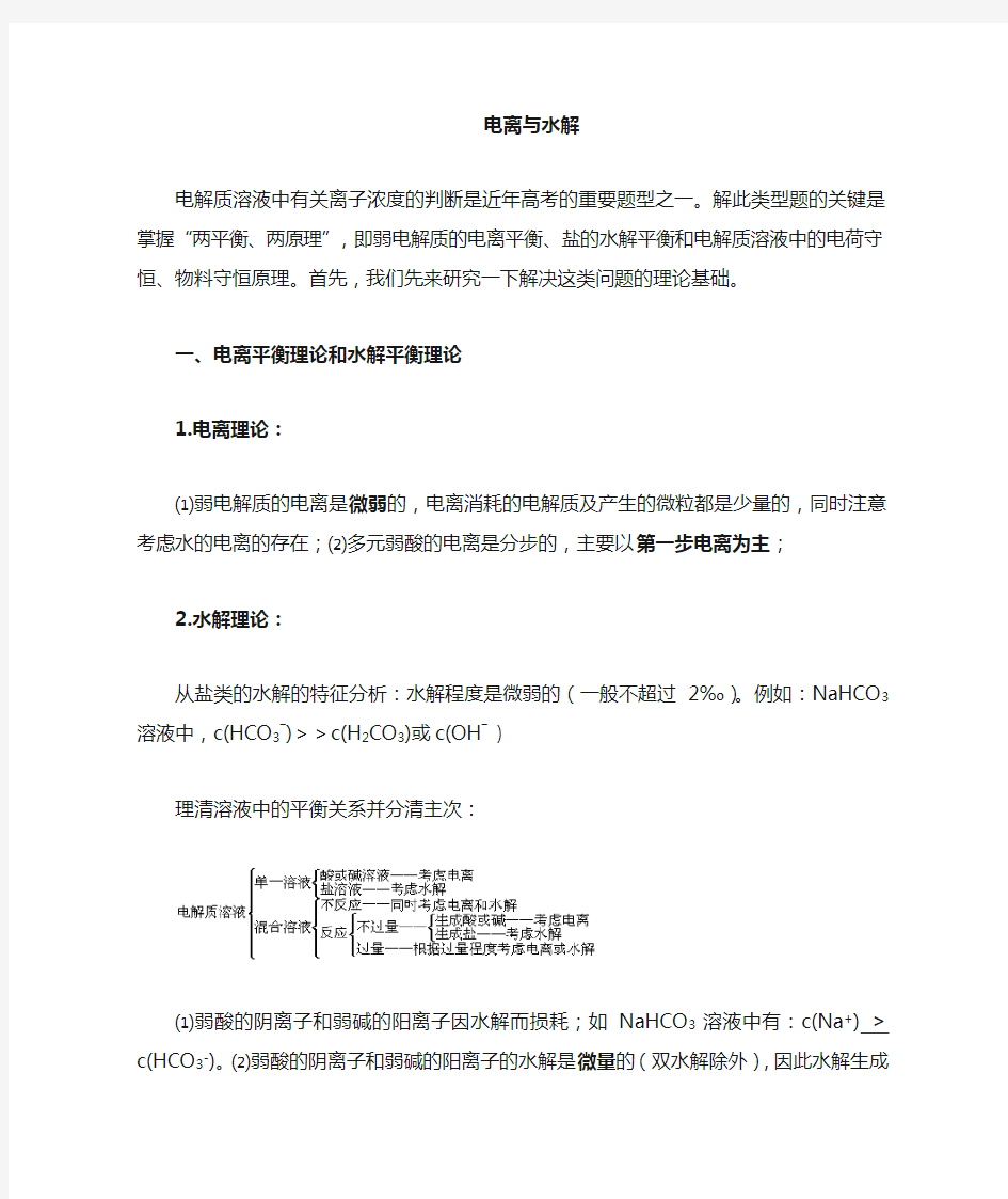 高中化学溶液离子水解与电离中三大守恒详解