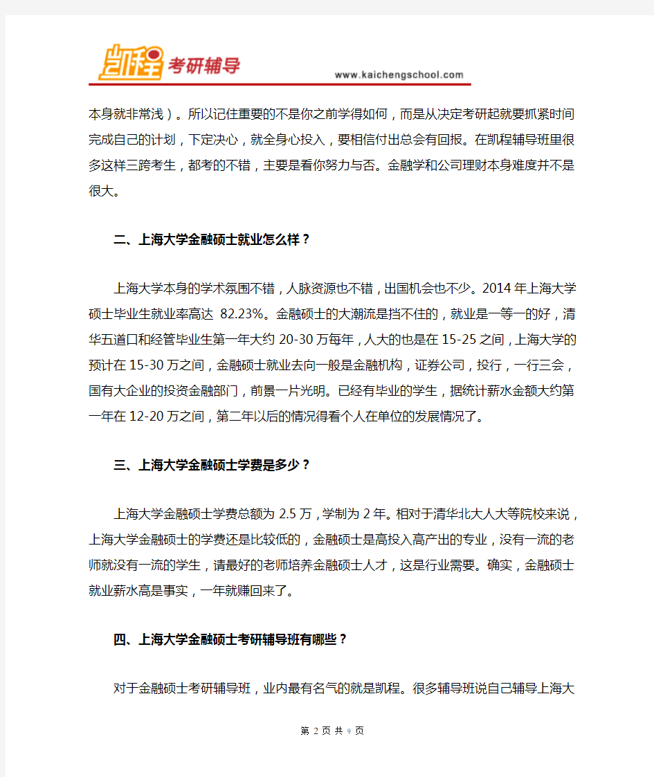 上海大学金融硕士学费是多少