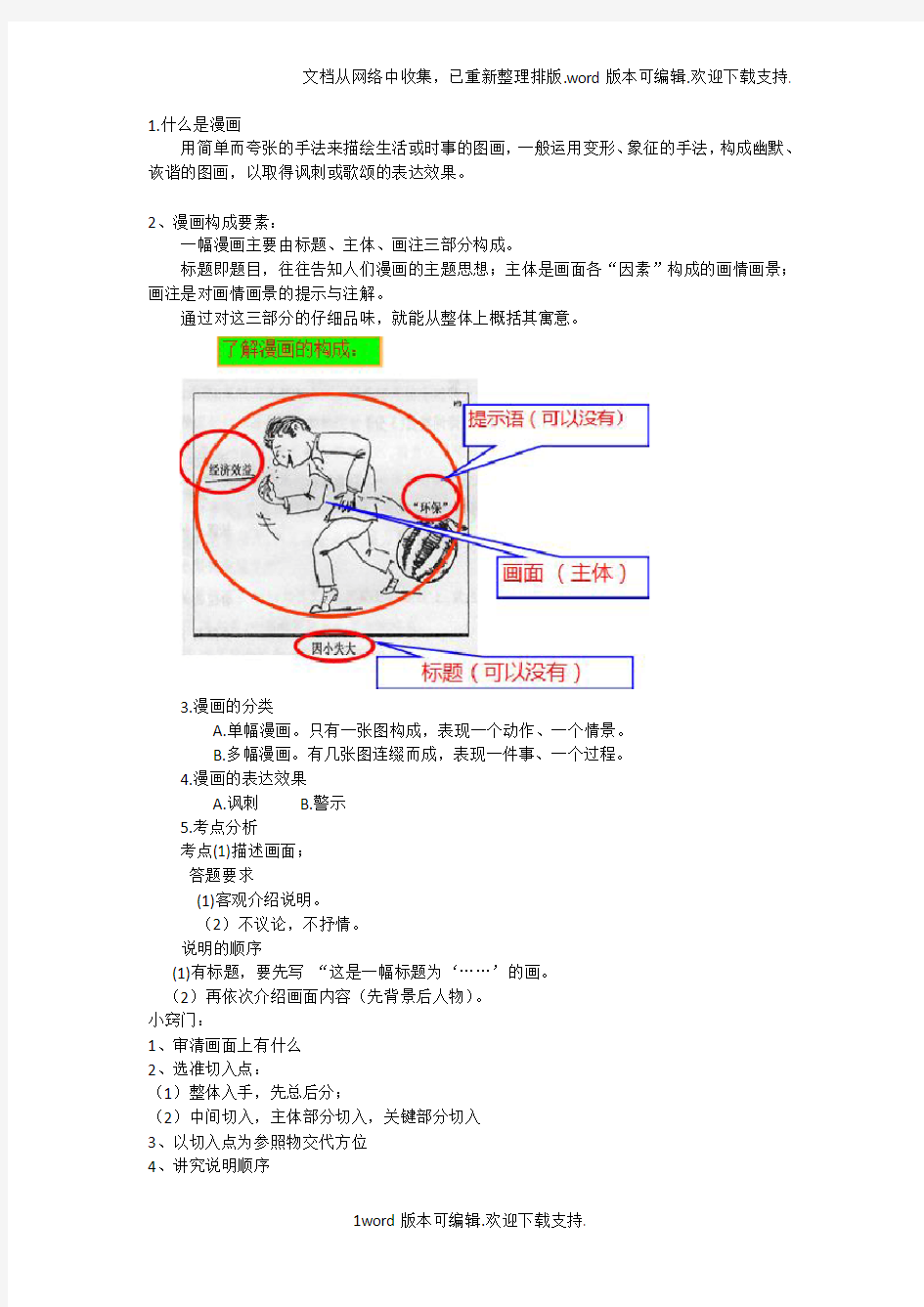 漫画类试题答题技巧