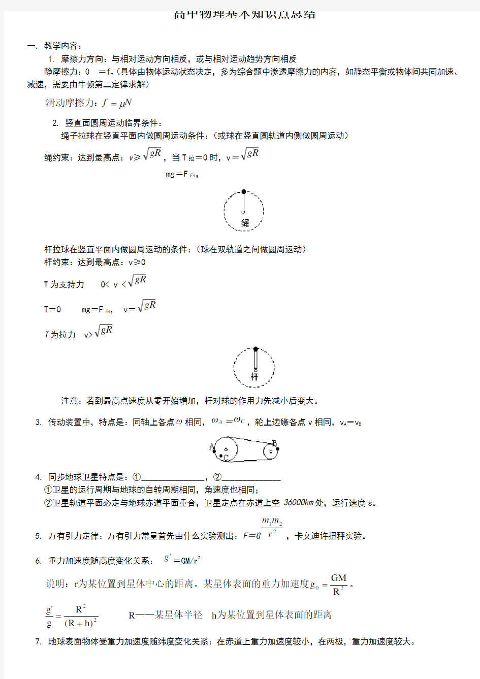 高中物理全套笔记知识点整理不易,下载支持