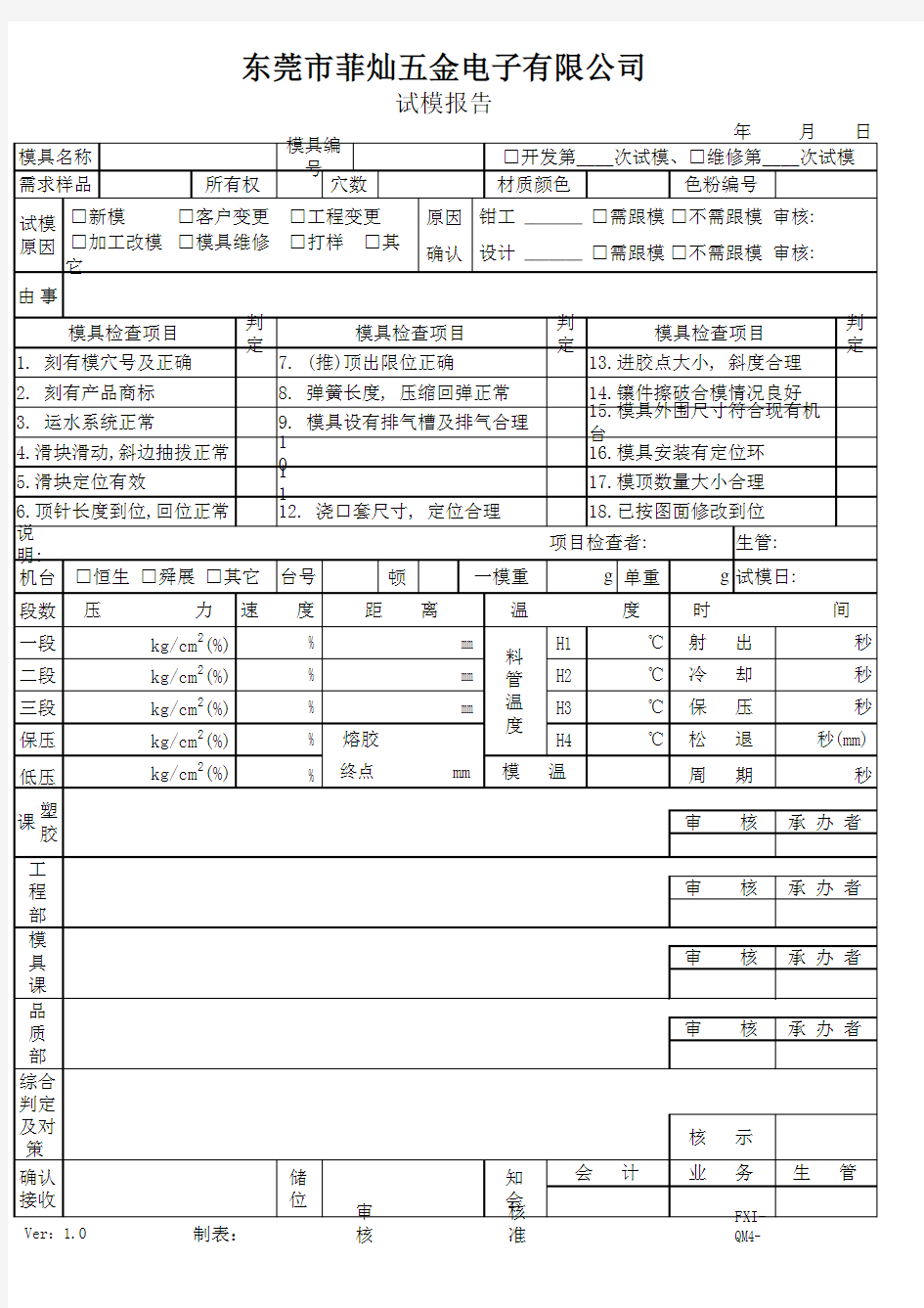 试模报告