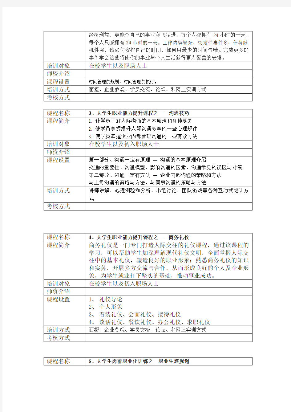 《大学生职业能力提升课程》范文