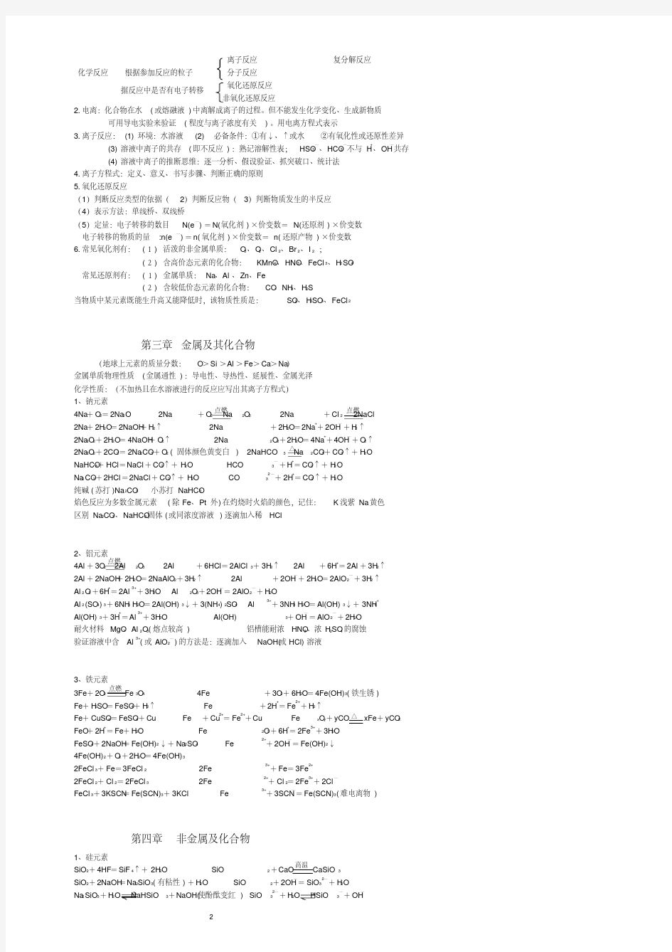 新人教版高一化学知识归纳PDF版