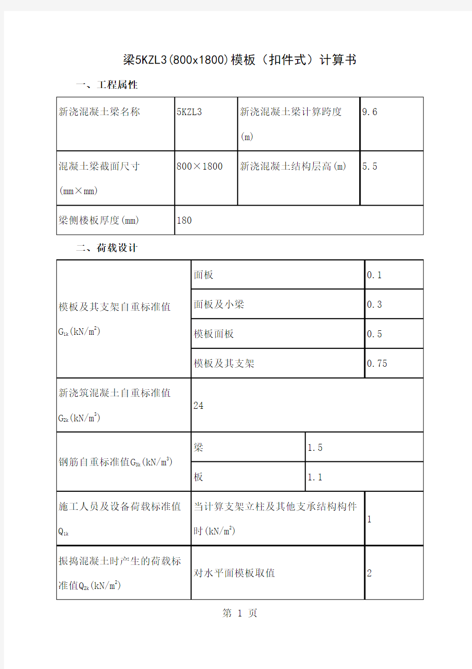 800x1800框架梁模板计算书(木胶合板)word资料9页