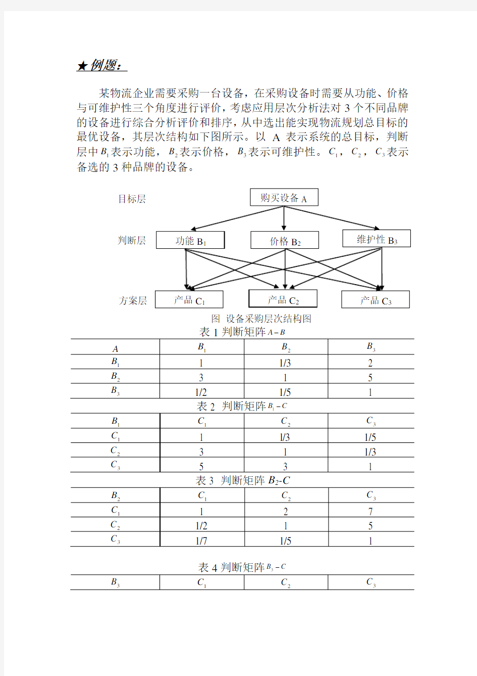 层次分析法例题1