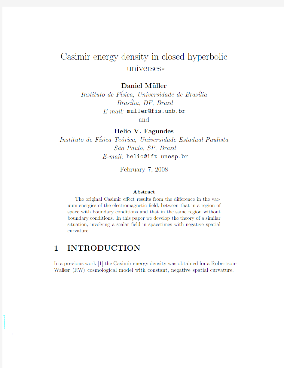 Casimir energy density in closed hyperbolic universes
