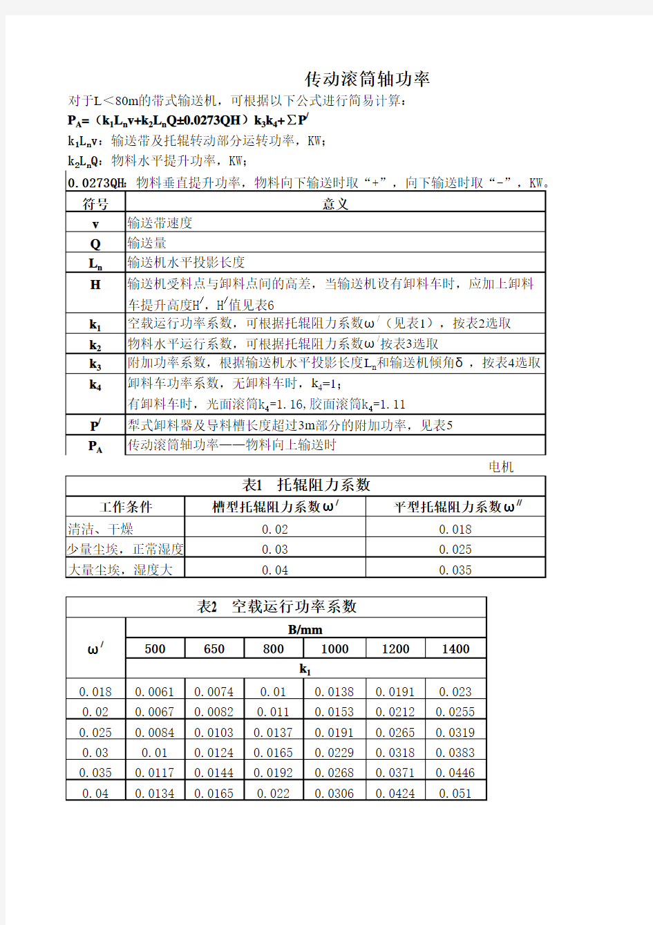 皮带输送机出力和电动机功率计算软件