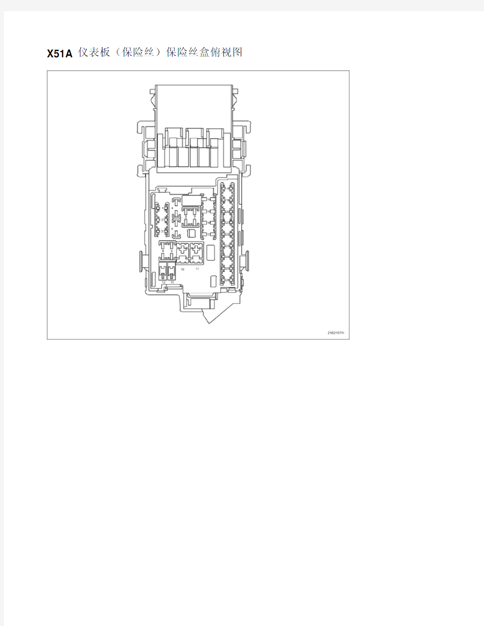 X51A 仪表板(保险丝)保险丝盒俯视图