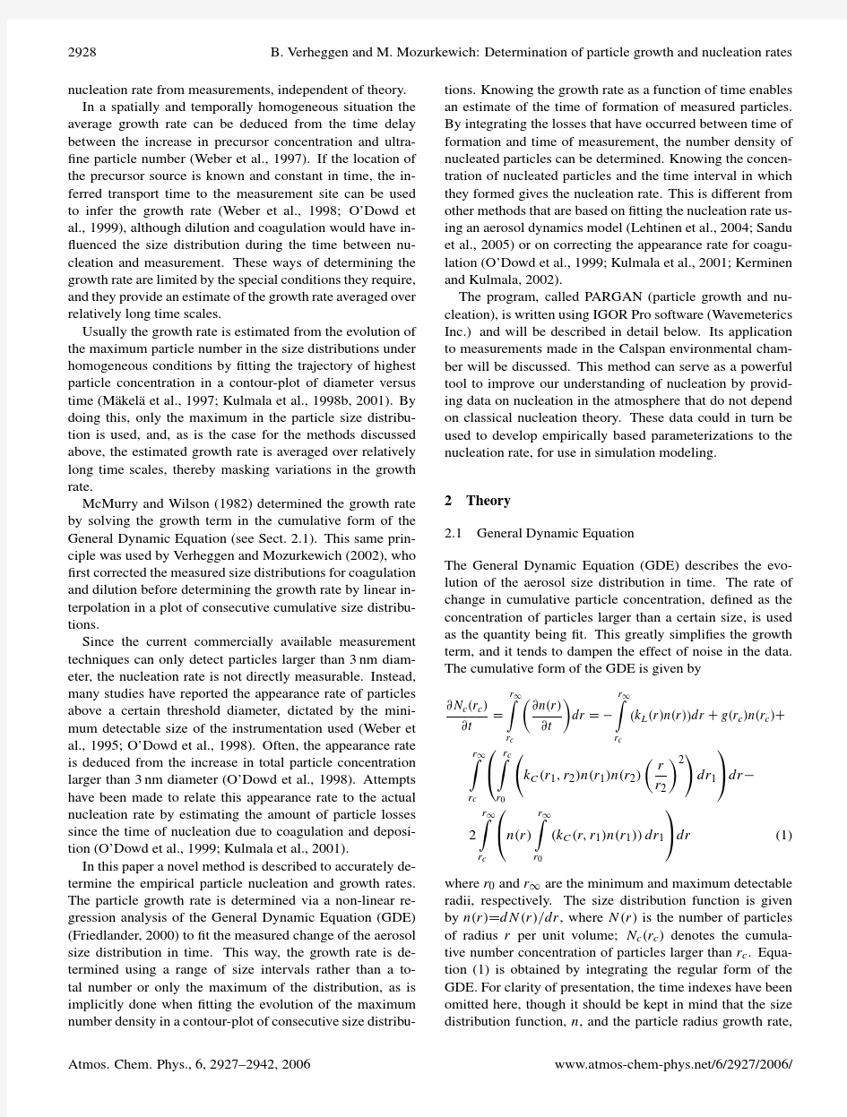 2006_Verheggen_An inverse modeling procedure to determine particle growth