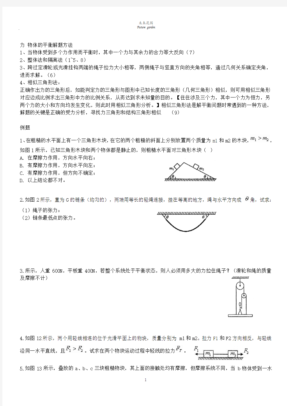 力 物体的平衡解题方法