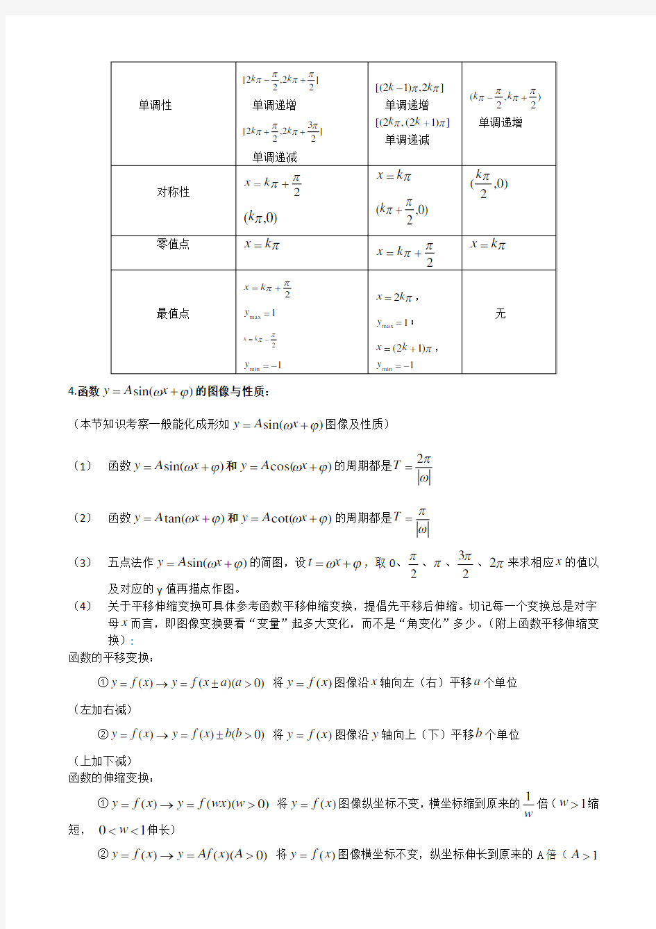 高中数学三角函数专题复习(内附类型题以及历年高考真题...