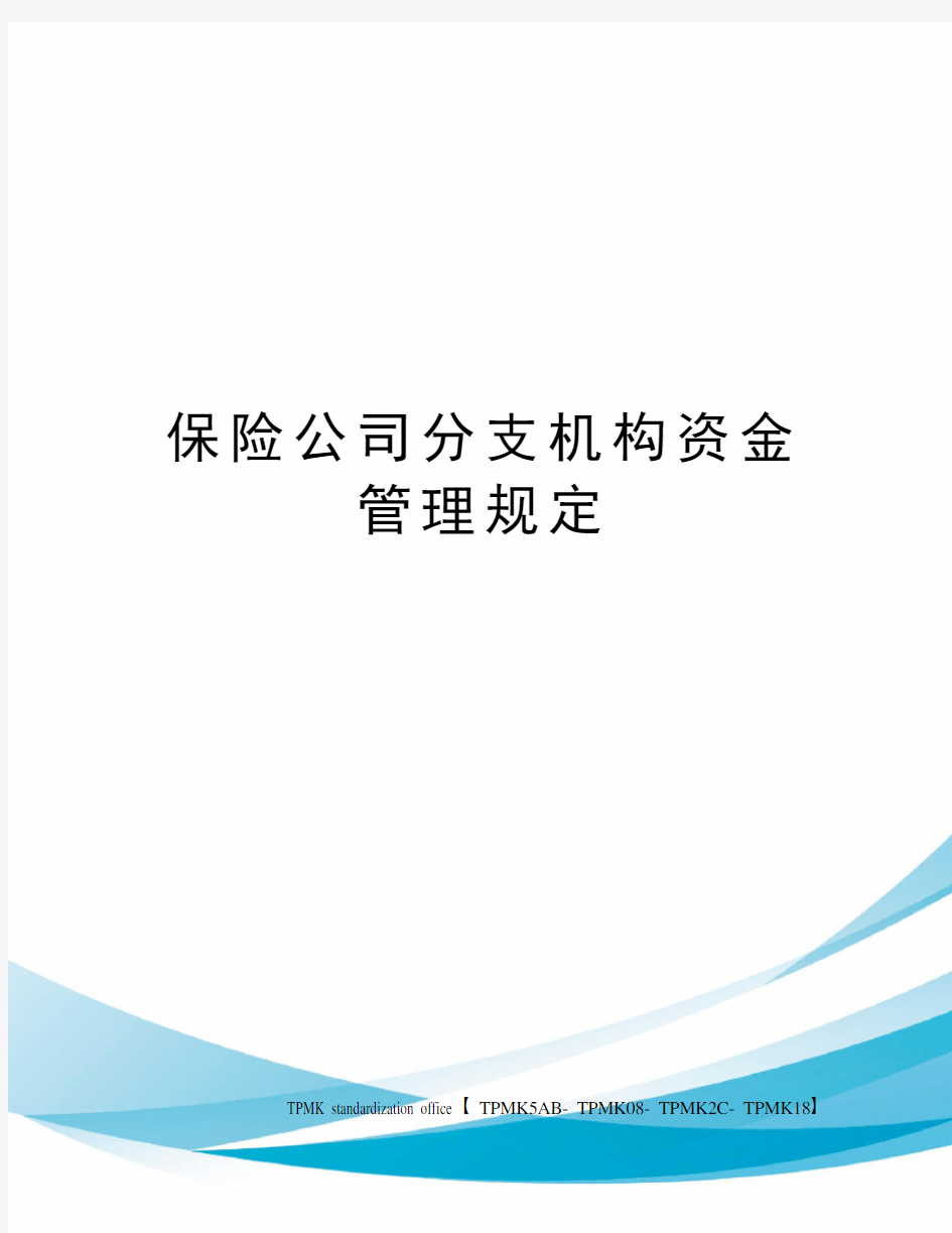 保险公司分支机构资金管理规定