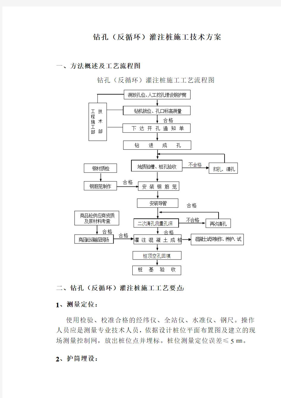 钻孔反循环灌注桩施工工艺