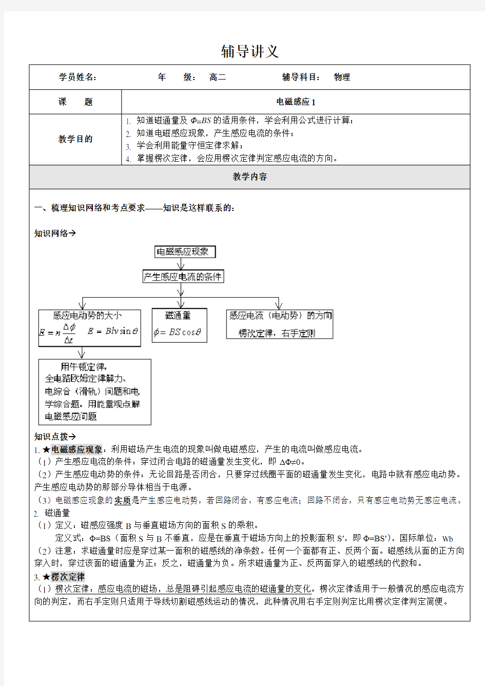 高二物理电磁感应