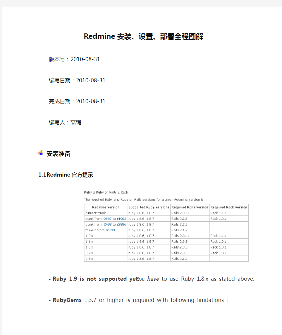 Redmine安装、设置、部署全程图解