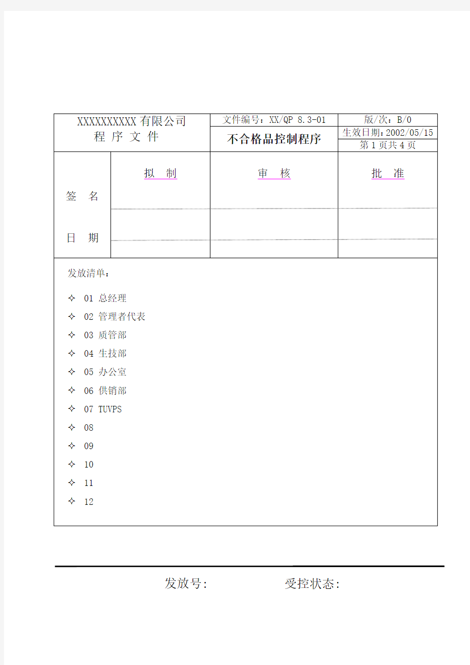 不合格品控制程序