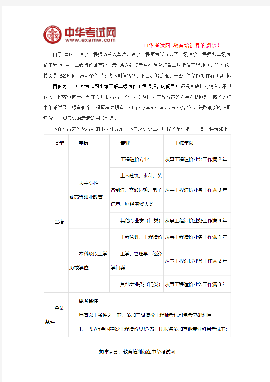 2019年二级造价工程师报名时间