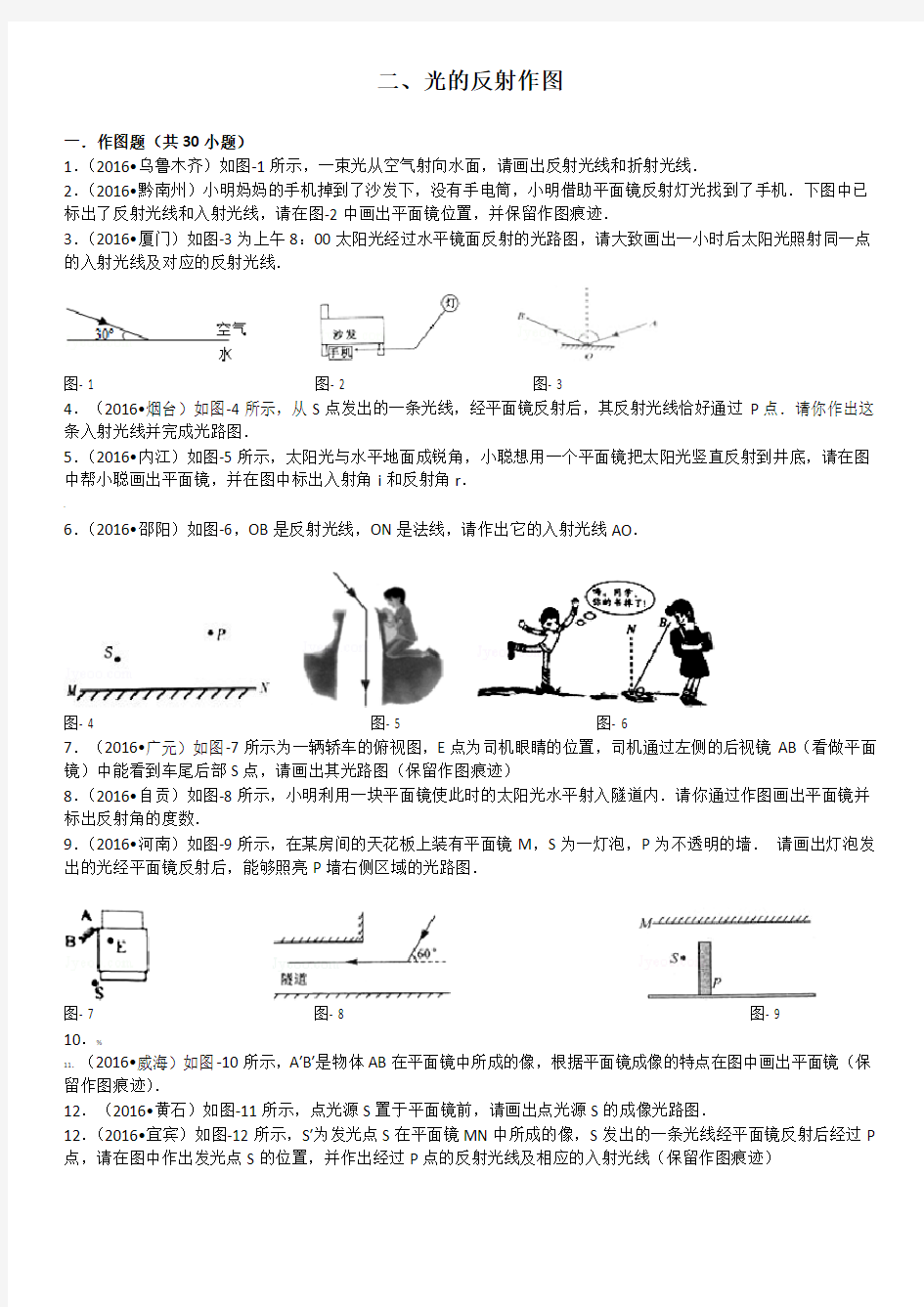 初中物理光的反射作图