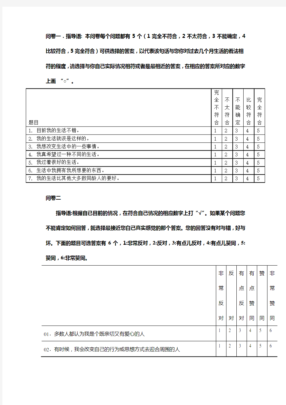 心理幸福感问卷