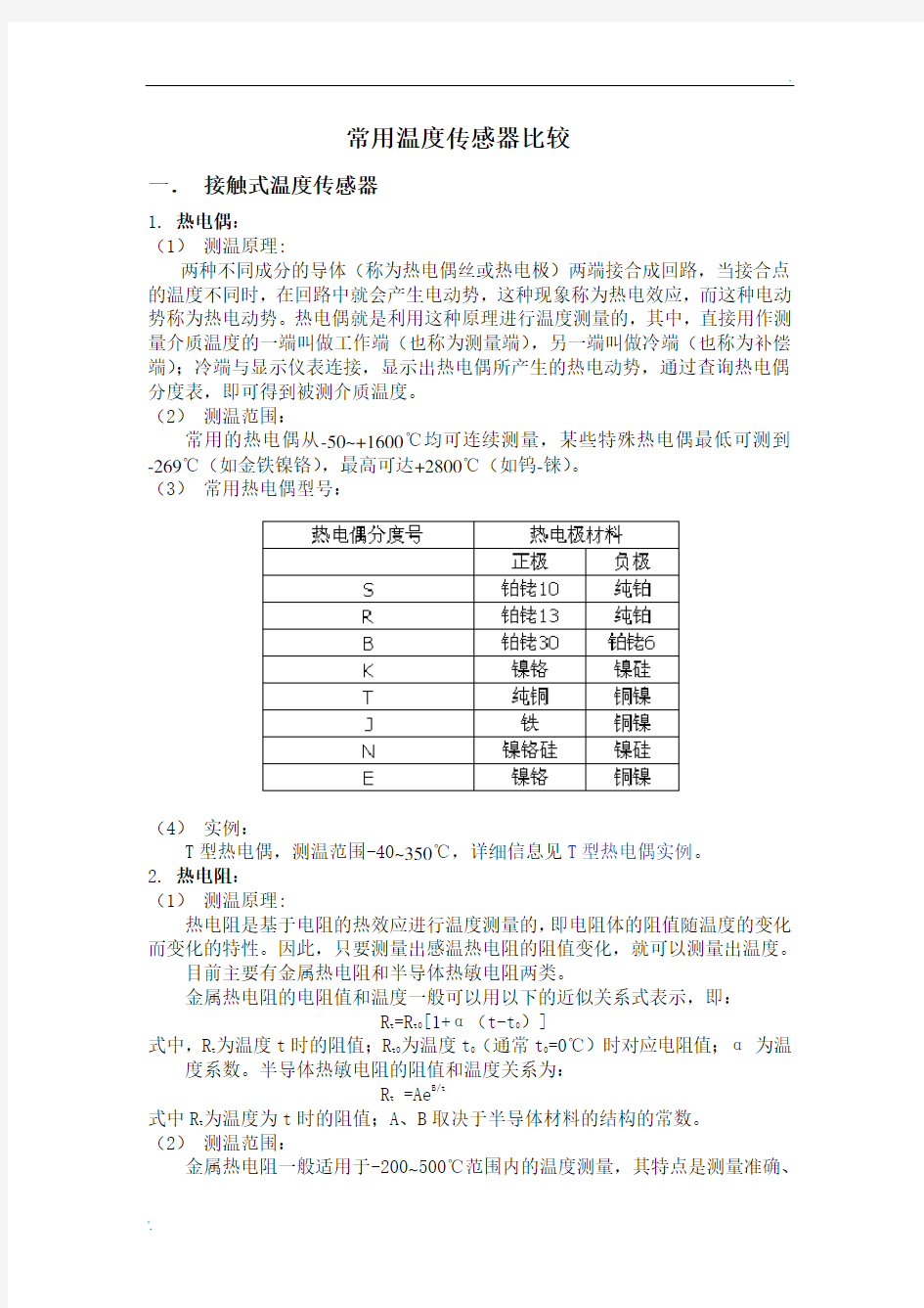 常用温度传感器比较 (2)