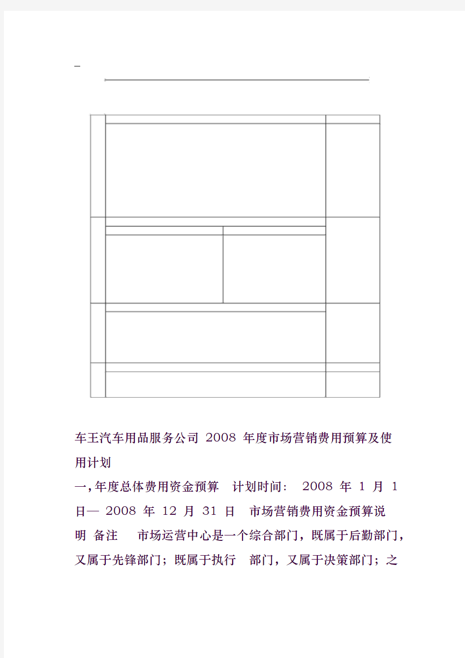 年度市场营销费用预算及使用计划