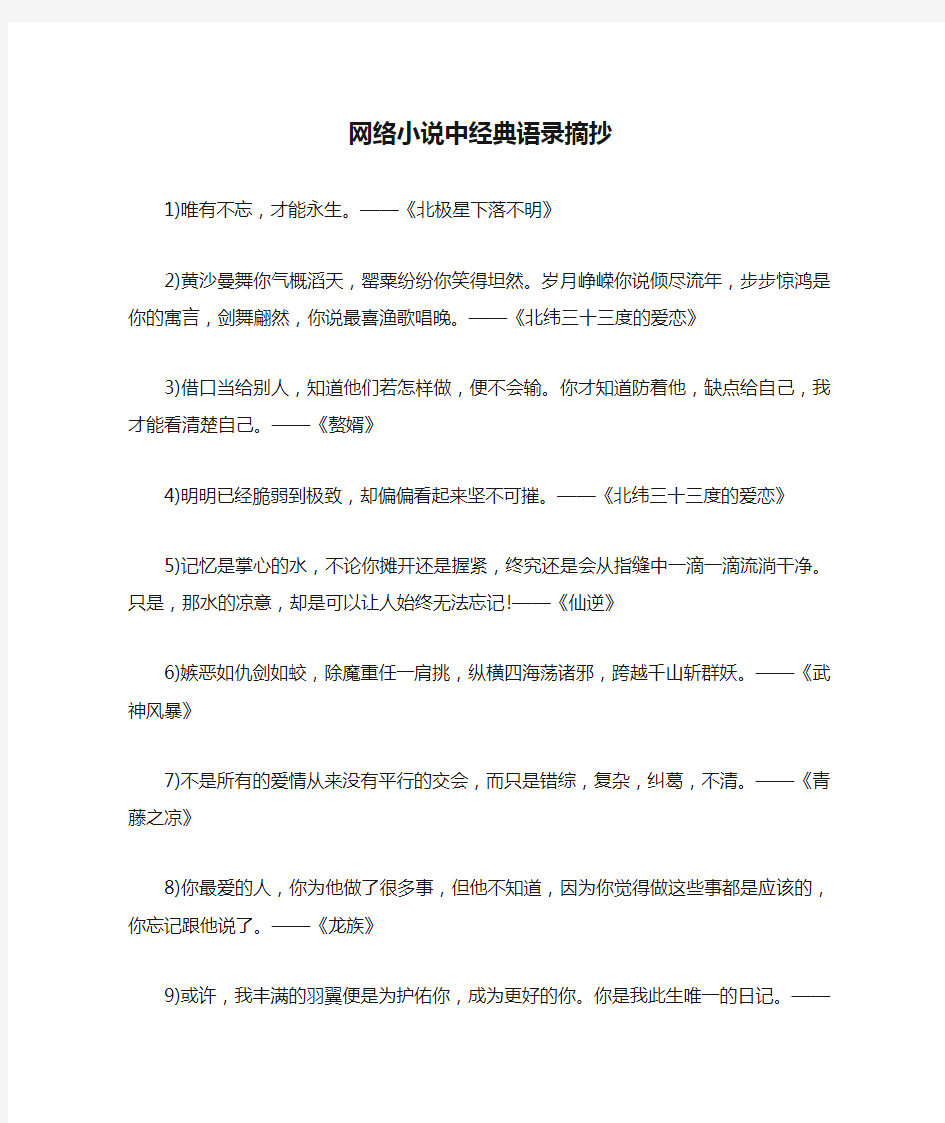 网络小说中经典语录摘抄