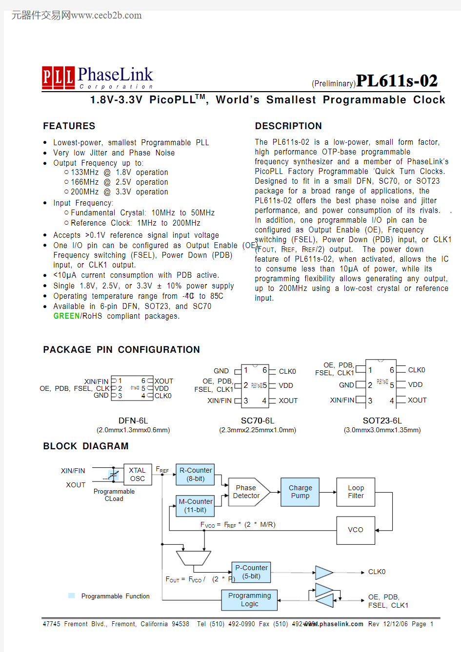 PL611S-02-XXXGCR中文资料