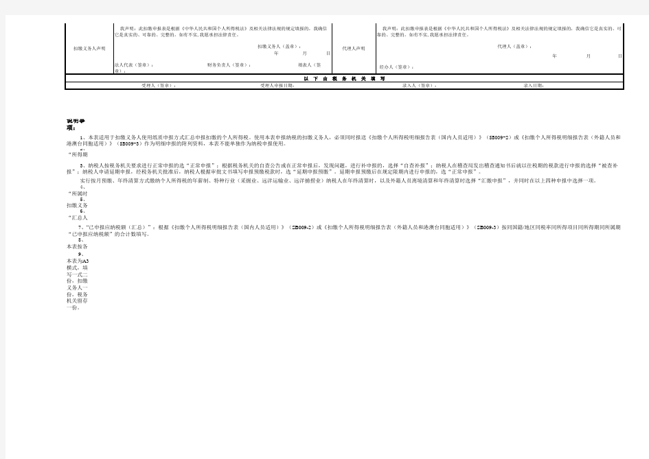 个人所得税汇总申报表