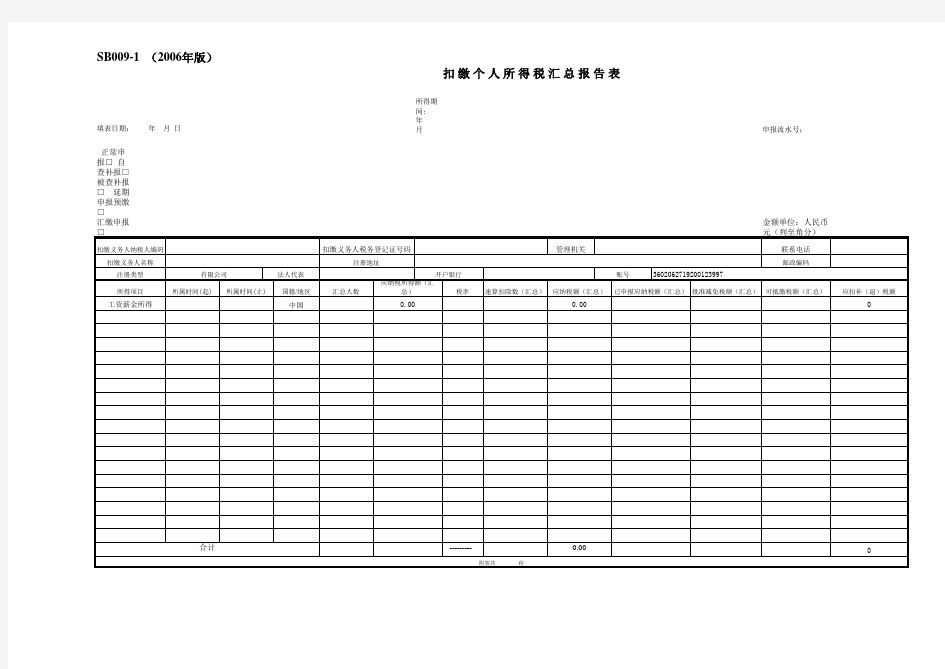 个人所得税汇总申报表