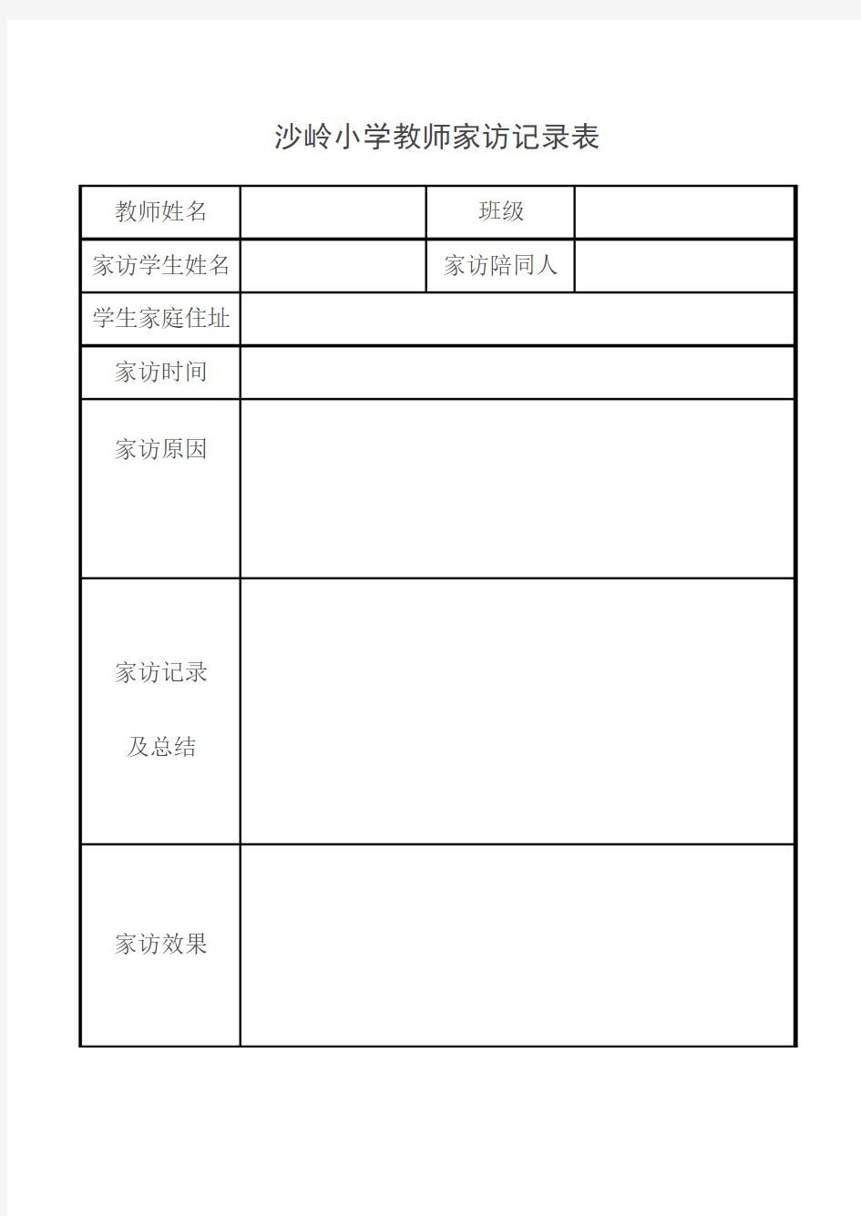 教师家访记录表