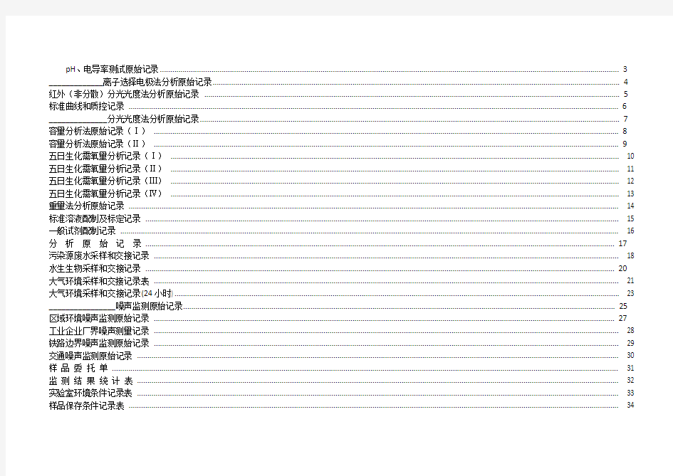 环境监测原始数据记录表(参考)