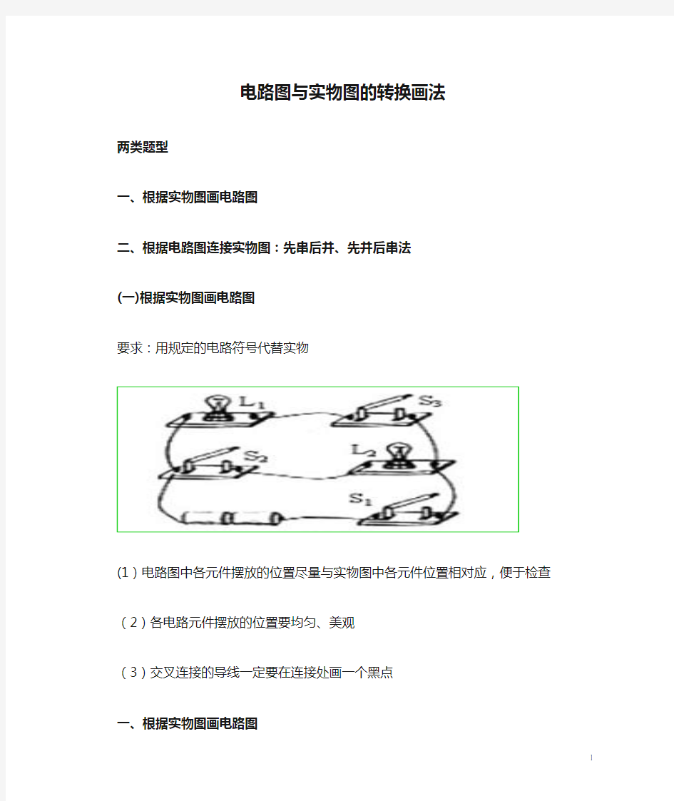 电路图与实物图的转换画法