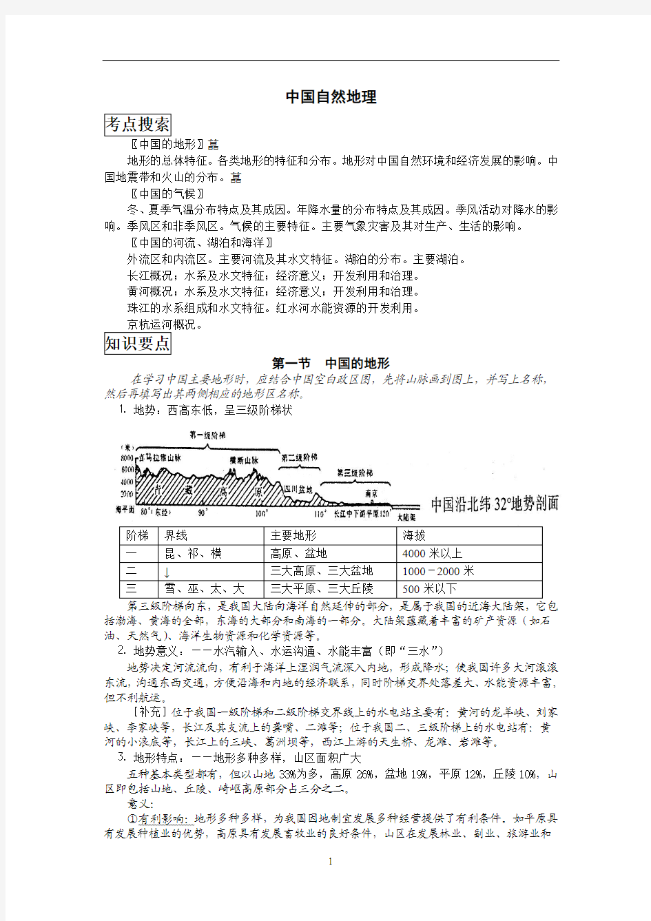 中国地理复习笔记归纳总结(特细)