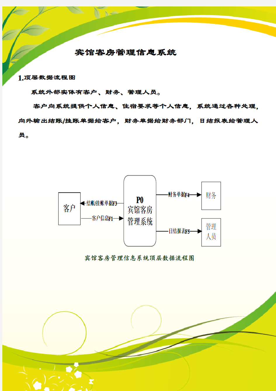 酒店管理信息系统数据流程图