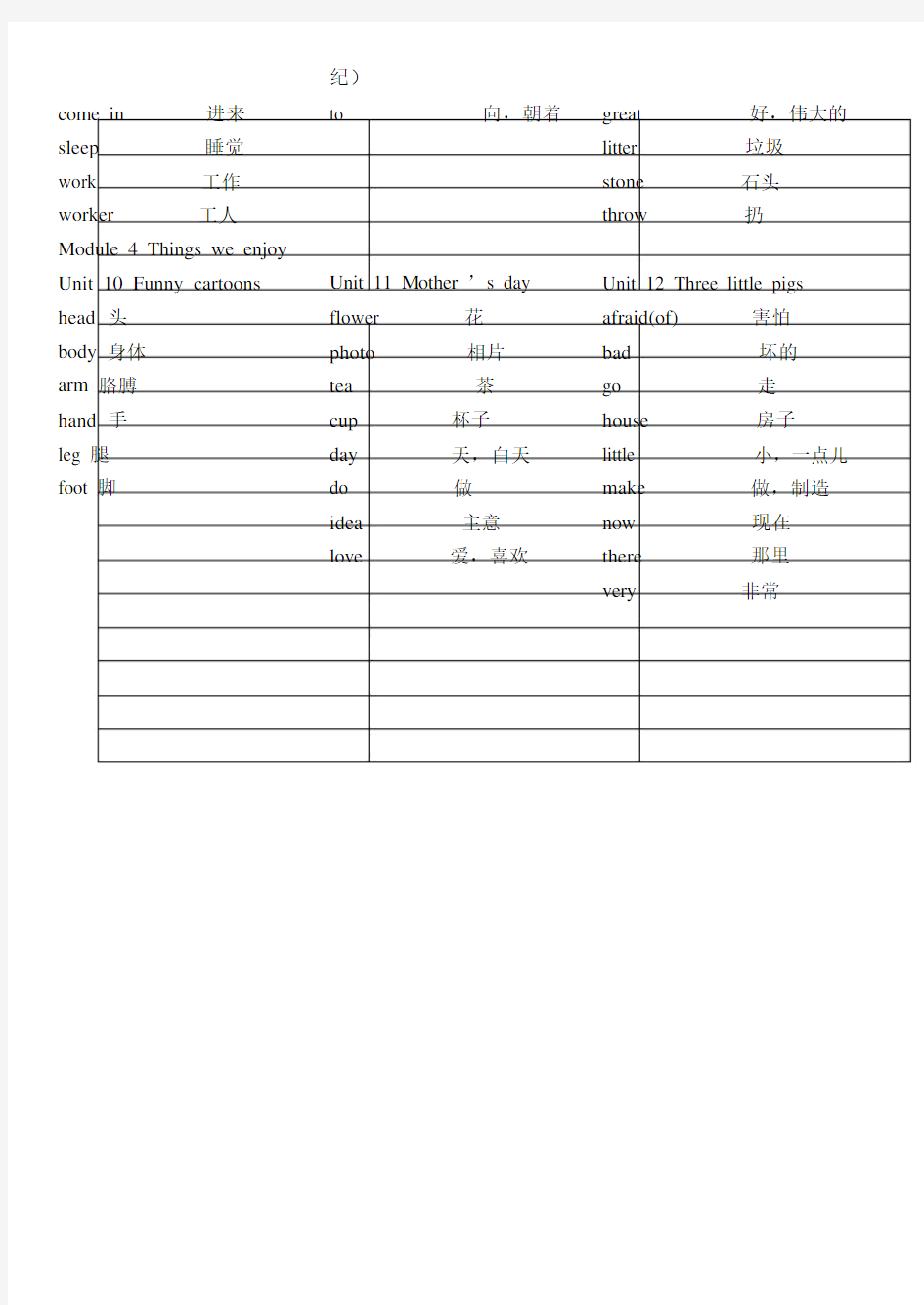 沪教版(三年级的起点)英语三年级下册单词表.doc