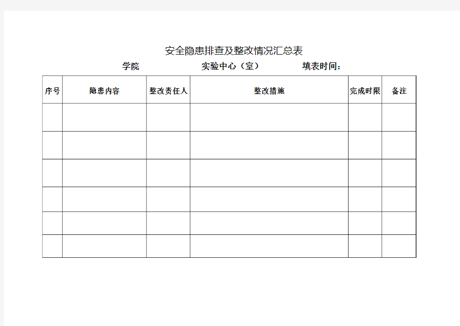 安全隐患排查及整改情况汇总表