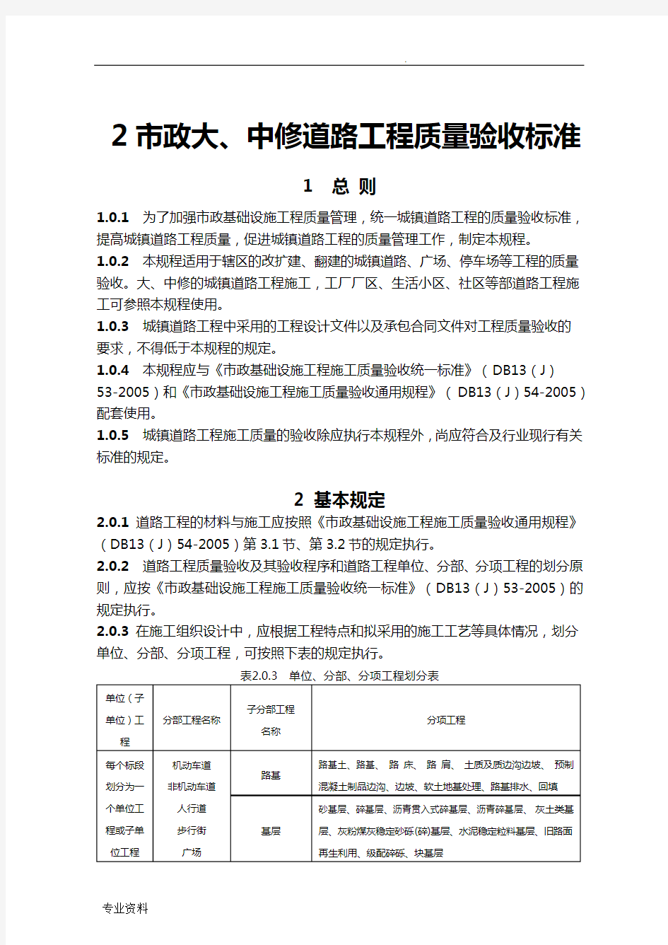 市政道路工程施工质量验收规程