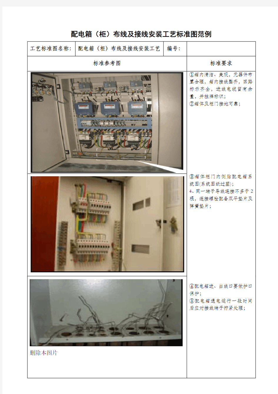 配电箱(柜)布线及接线安装工艺标准(0814)